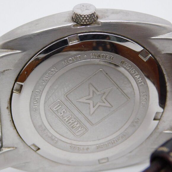 U.S.ARMY US/1002 Genuine Leather Quartz Analog Men's Watch New Battery - Picture 6 of 9